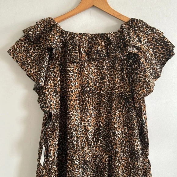 Old navy leopard print plus size waist-Defined Ruffle-Trim Mini Dress size 2X - Picture 5 of 9